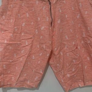 Men's Coral Pineapple Print Flat Front Shorts